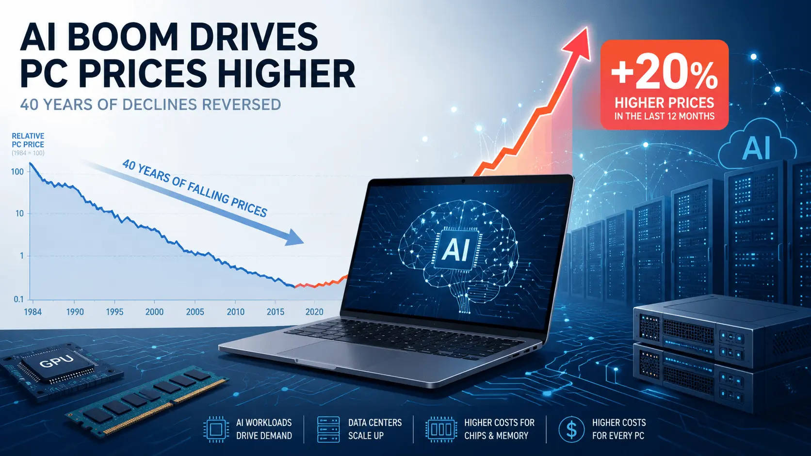 AI Boom Pushes PC Prices Higher After Decades of Declines